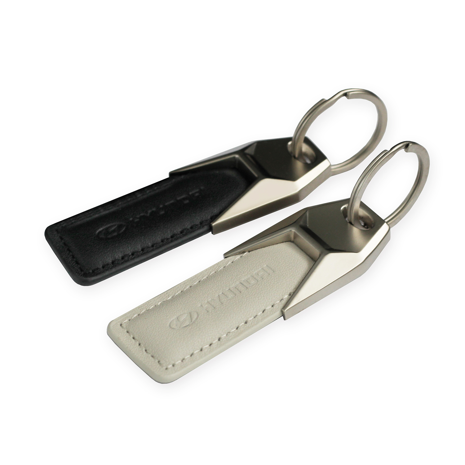 HYUNDAI Schlüsselanhänger, weiße Haut Leder :: capforwheel