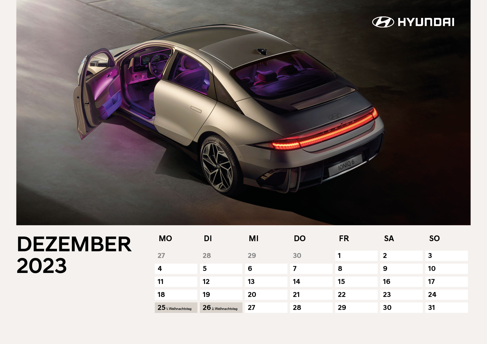 Hyundai Merchandising Shop IONIQ 6 Kalender 2023